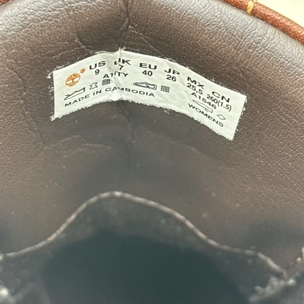 Timberland Women's High Top Lace Up Distressed Leather Boots Brown - Size 9